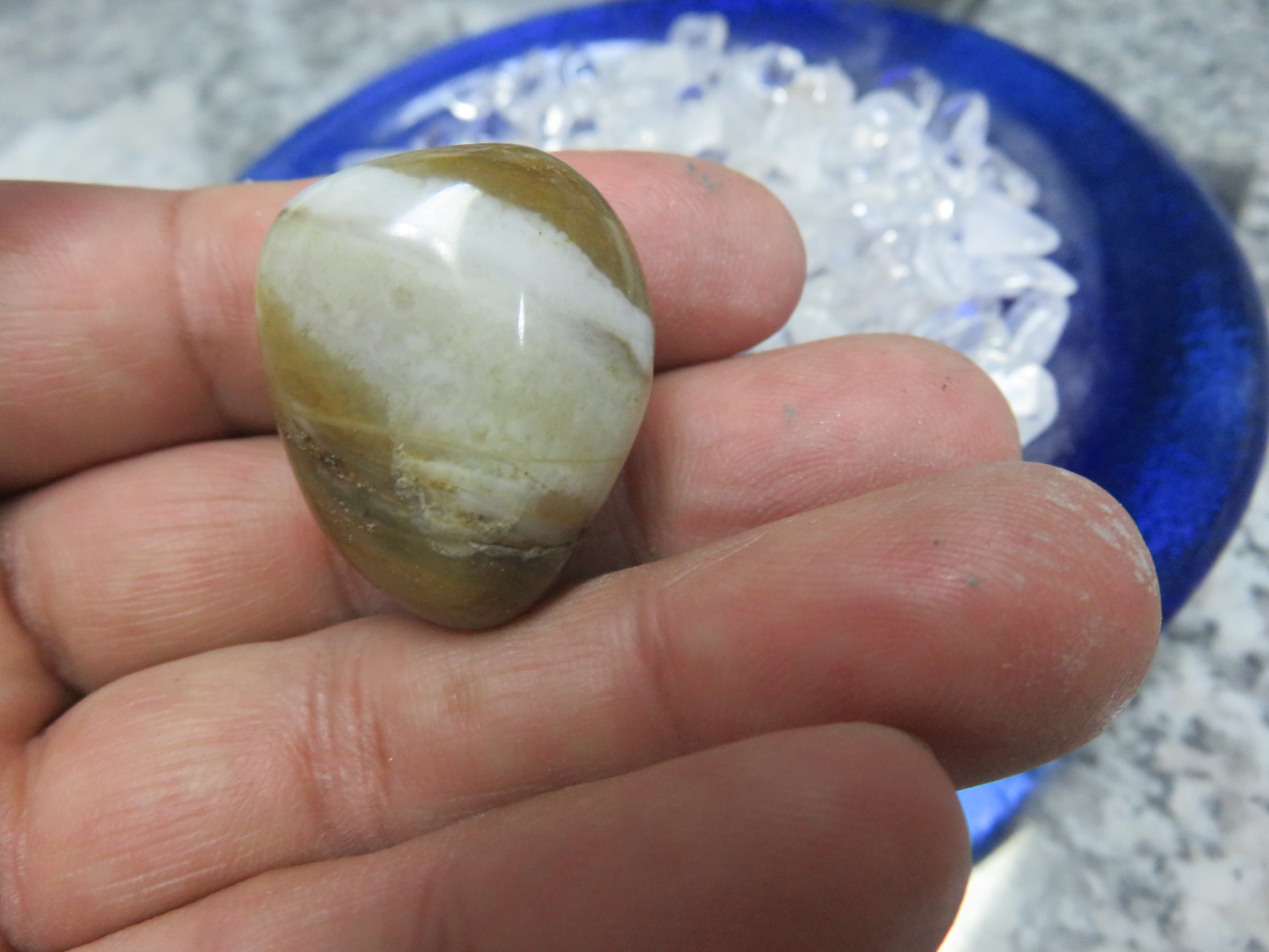 瑪瑙　アゲート磨き原石と水晶サザレセット　