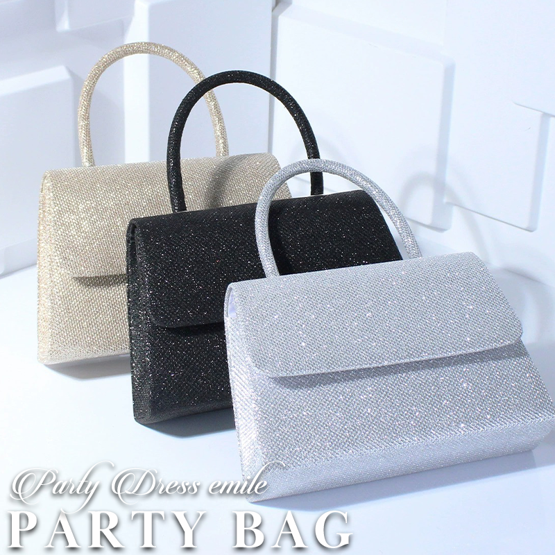 上品なラメ感が目を惹く、ハンドル付き2WAYパーティーバッグ。 #パーティードレス通販emile
