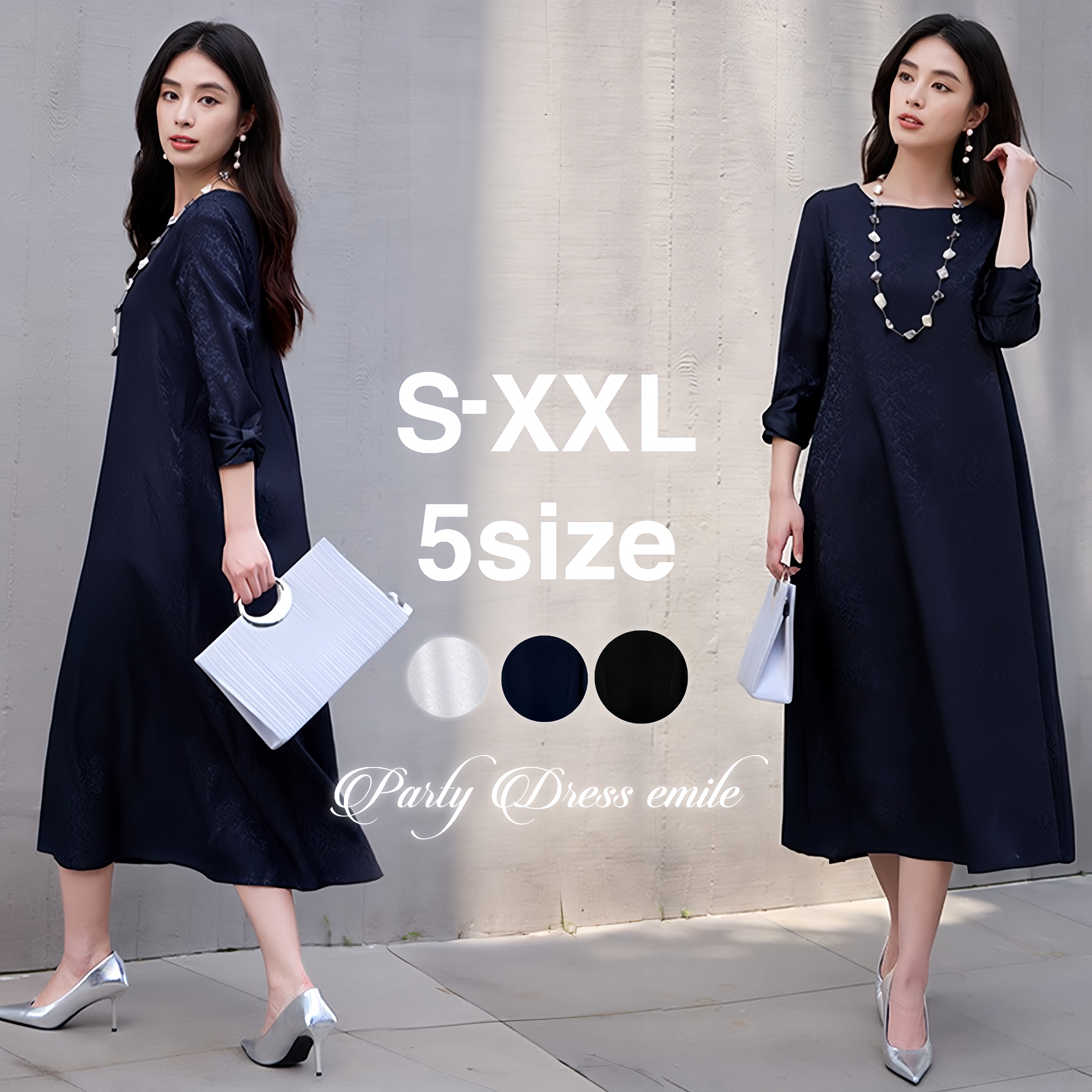 上品に着映えてジャガード素材のドレス #パーティードレス通販emile