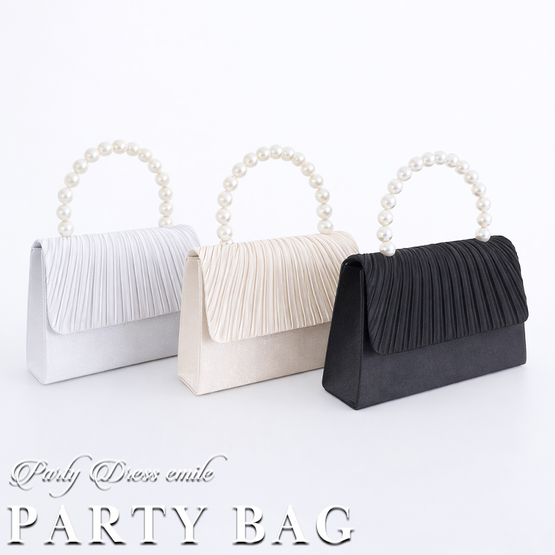 パール×プリーツの上品バッグ #パーティードレス通販emile