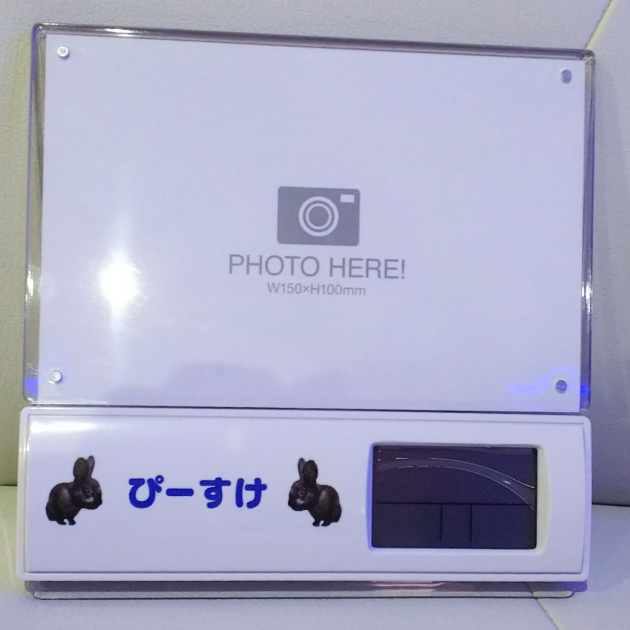 うちの子フォトフレーム付電波時計温度付