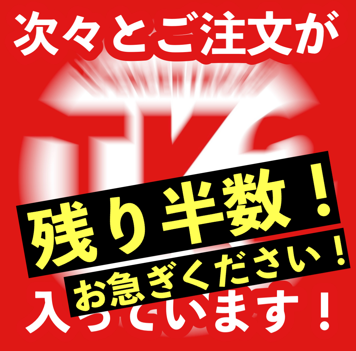 限定数量、残り半分！