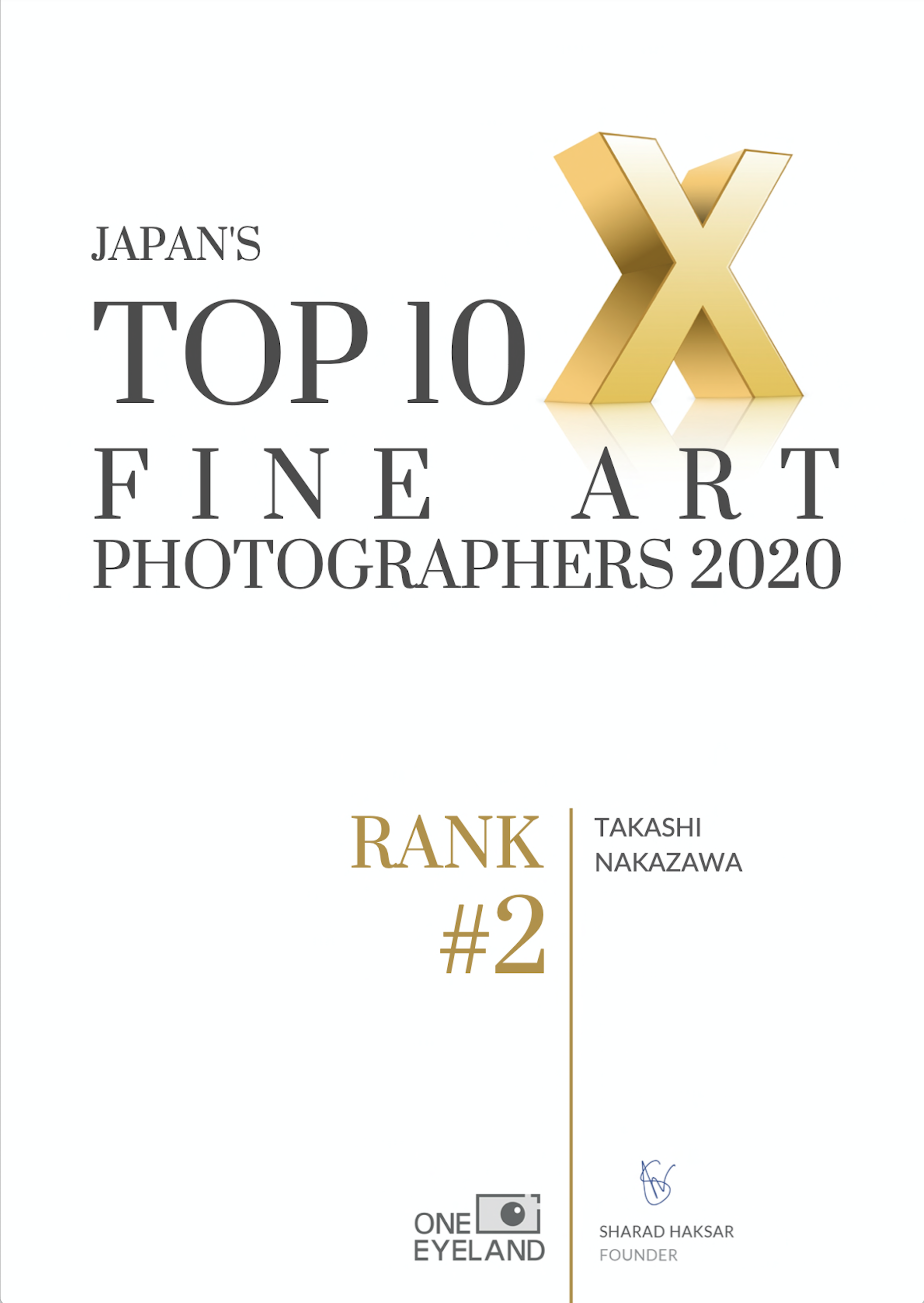 World's Top 10 Fine Art Photographers 2020の日本２位受賞