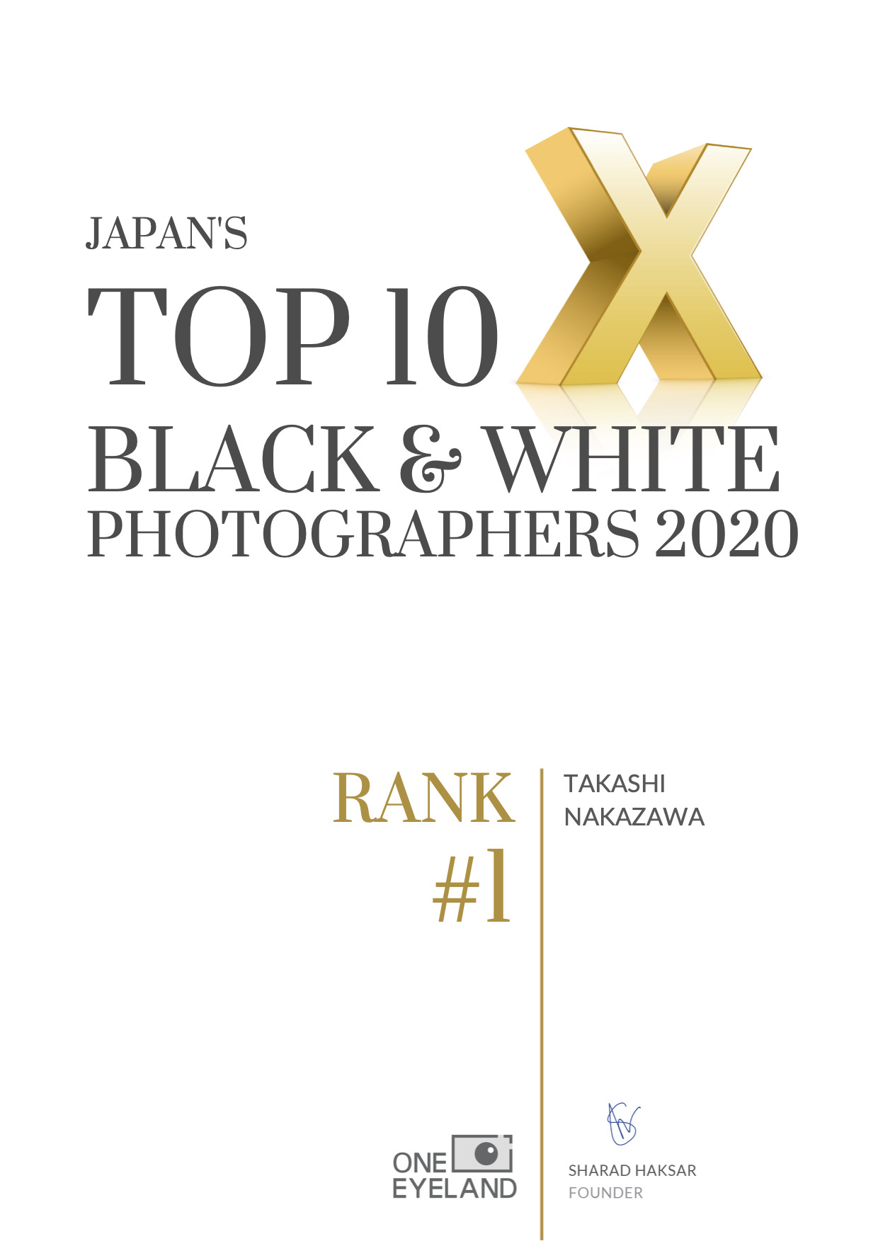 World's Top 10 B&W Photographers 2020 の 日本ランク１位受賞
