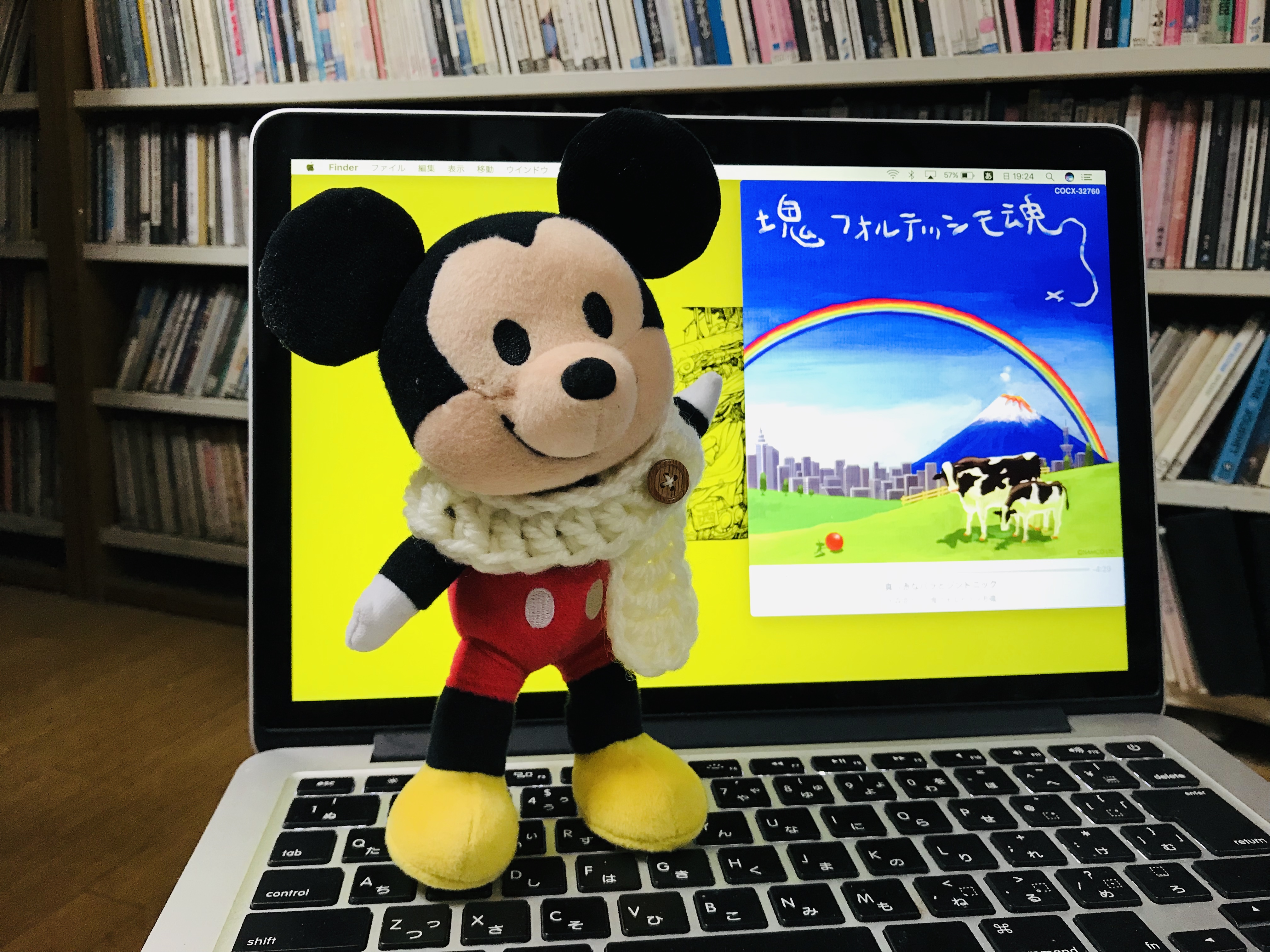 ぬいもーずミッキーと白いえりまきと亜土ちゃん