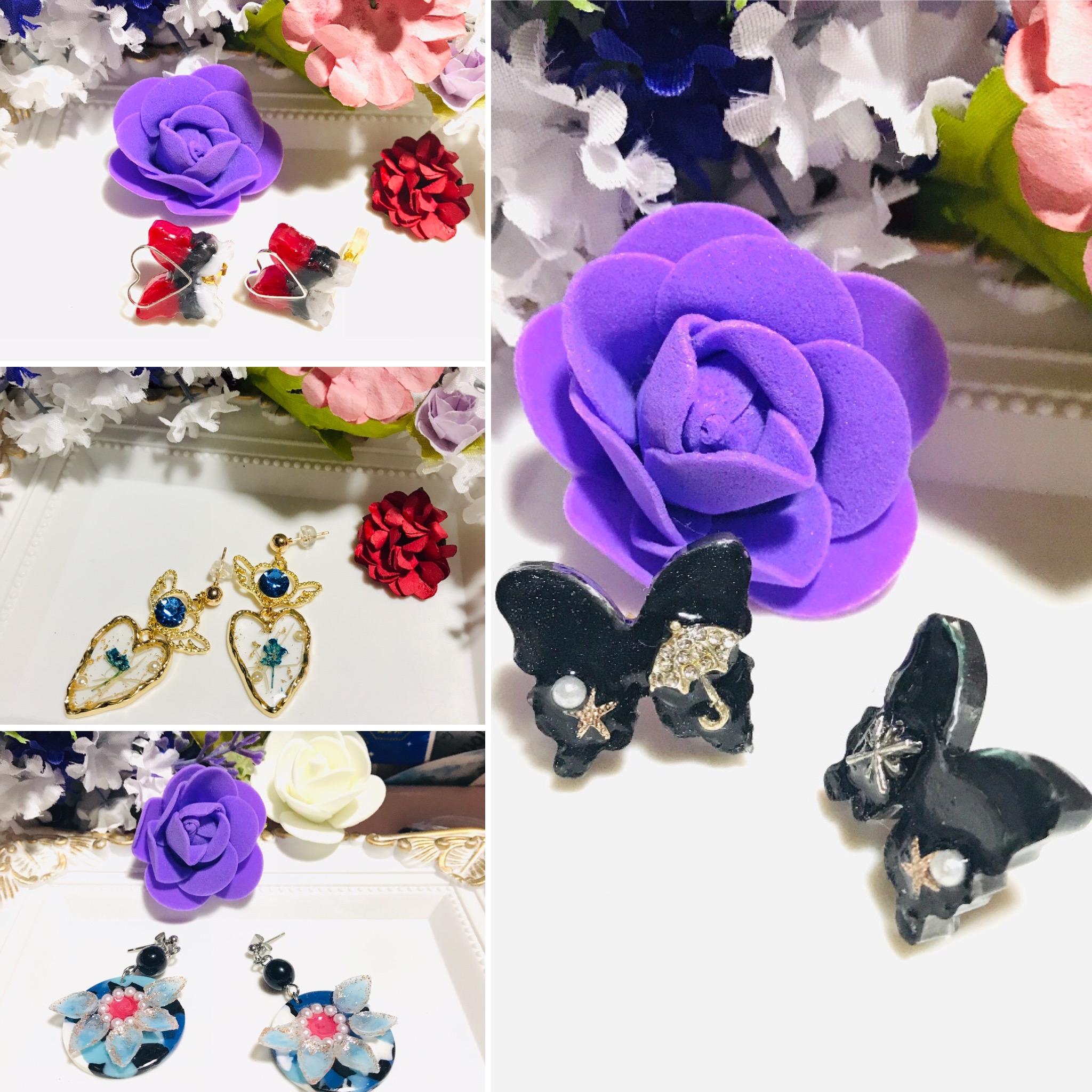 ☆レジン蝶ピアス☆イヤリング展開中
