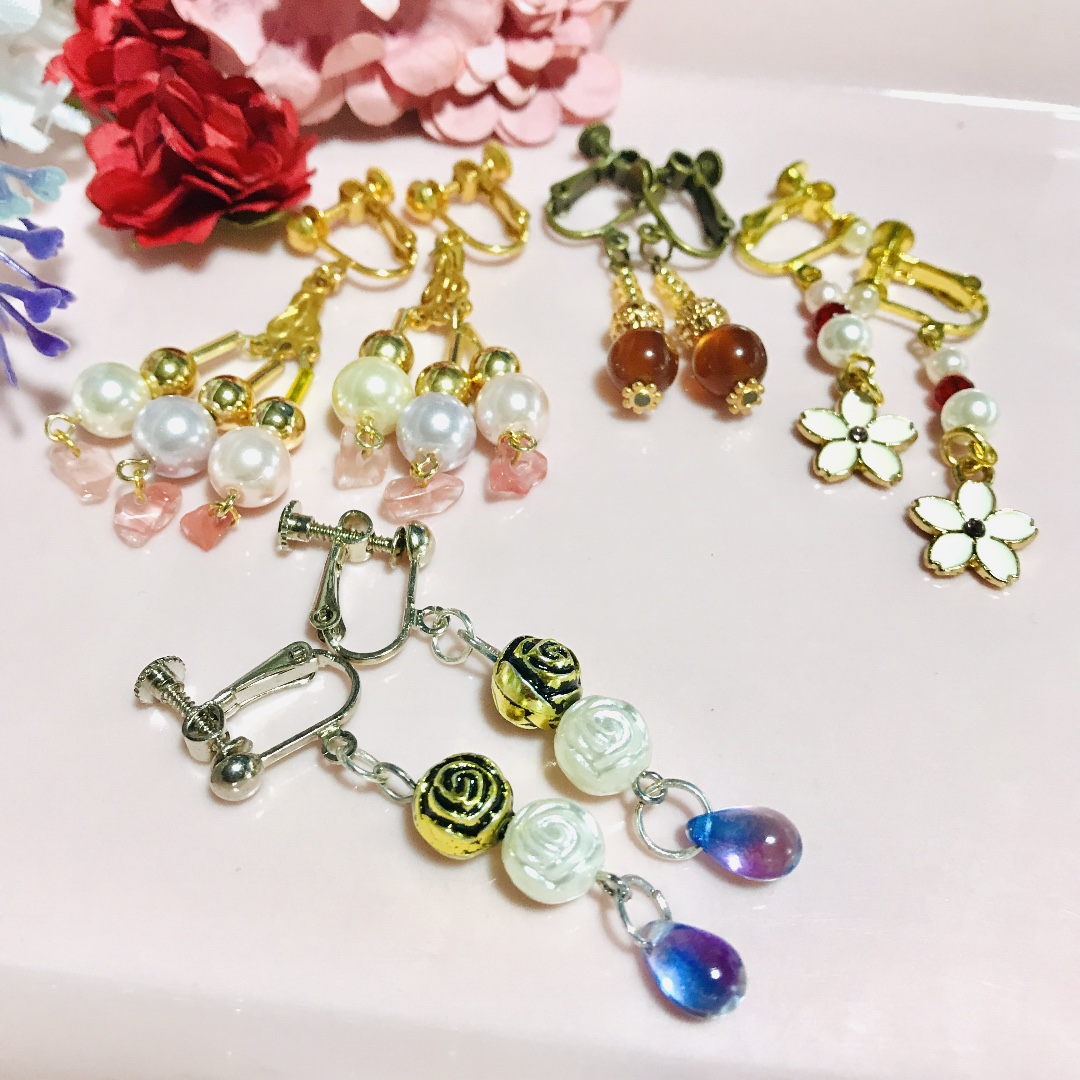 ☆春のルンルンピアス、イヤリング  セット☆
