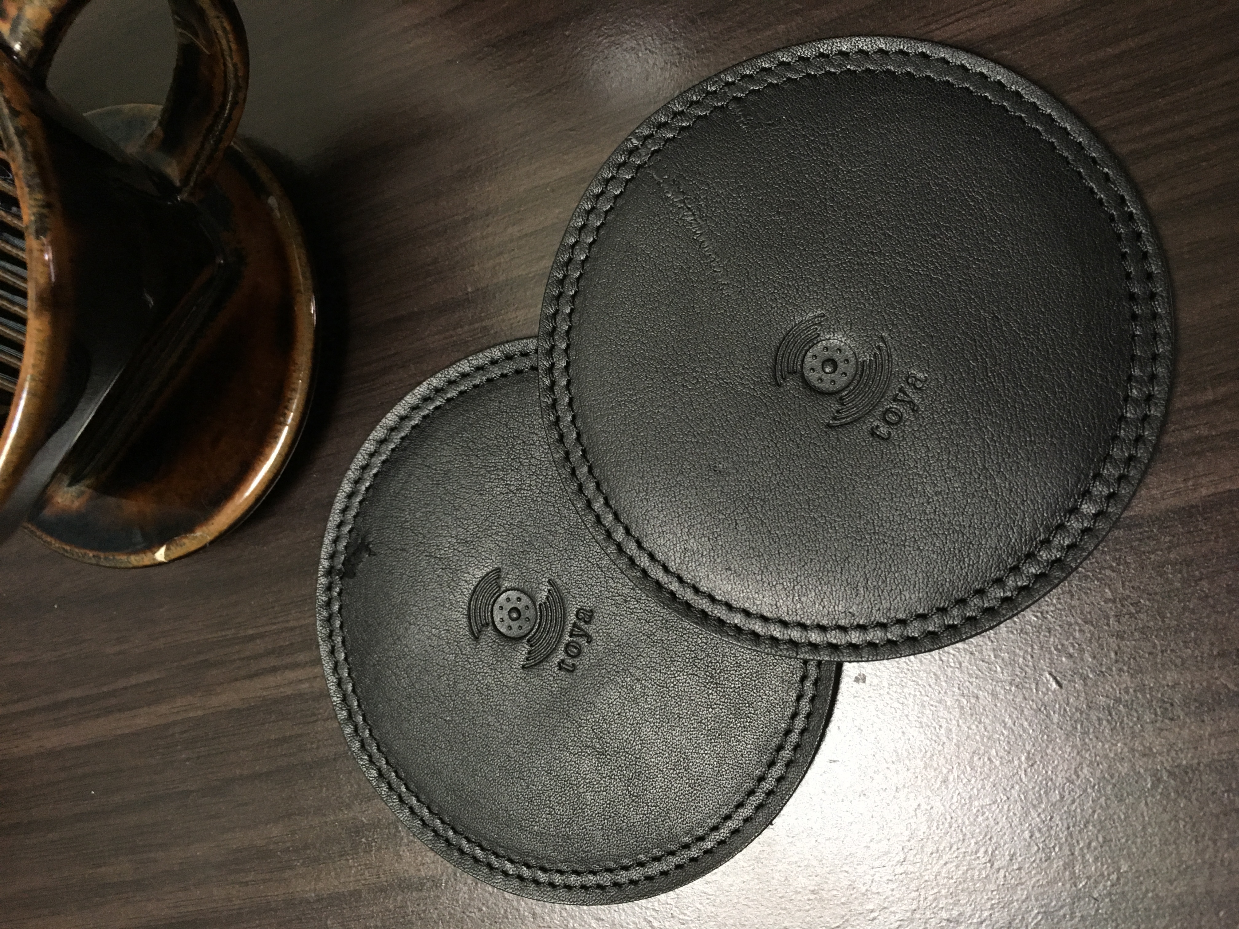 念願の leatherコースター完成