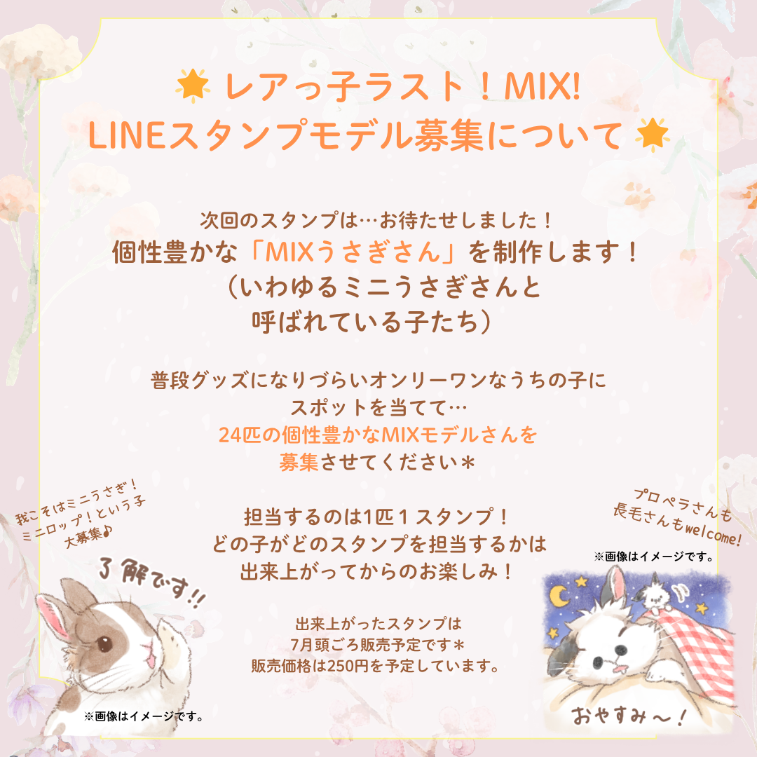 MIXうさぎさんLINEスタンプ制作開始!