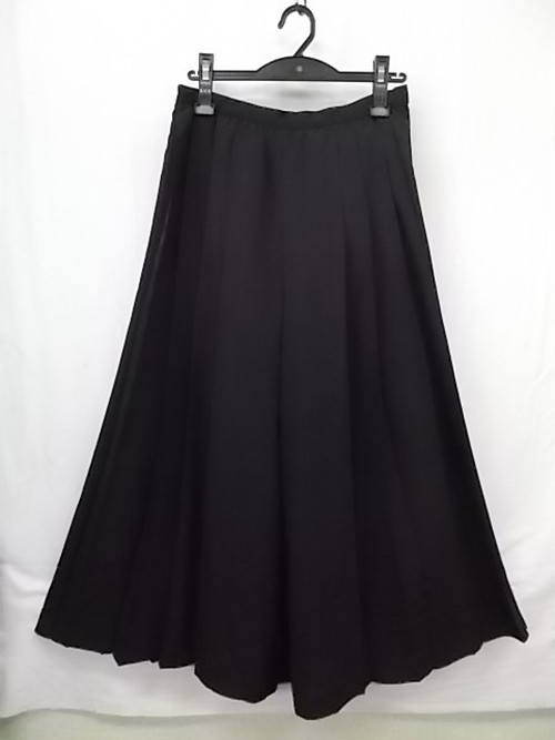 グローバルワーク GLOBAL WORK ロング丈約88cm プリーツガウチョパンツ ブラック無地 