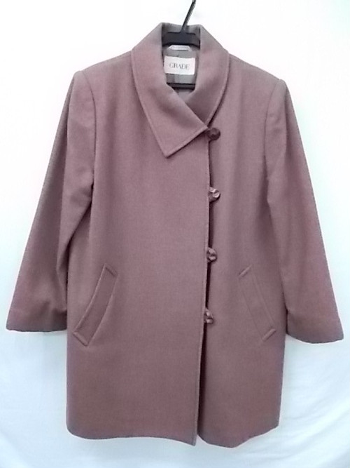 GRADE 東京スタイル 赤茶系 ウールハーフコート 9号サイズ 着丈約71cm ★古着 レディース