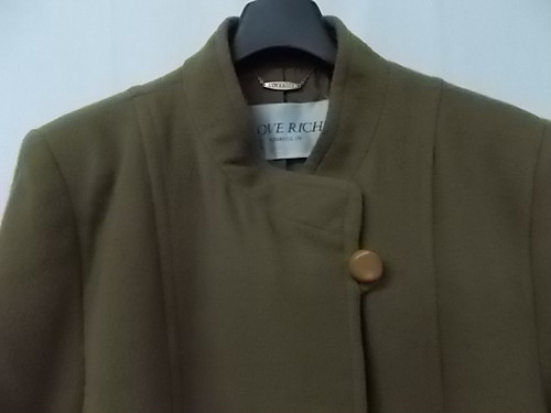 LOVE RICH フォックス ウールロングコート カーキ系 スタンドカラー 11ARサイズ 国産品