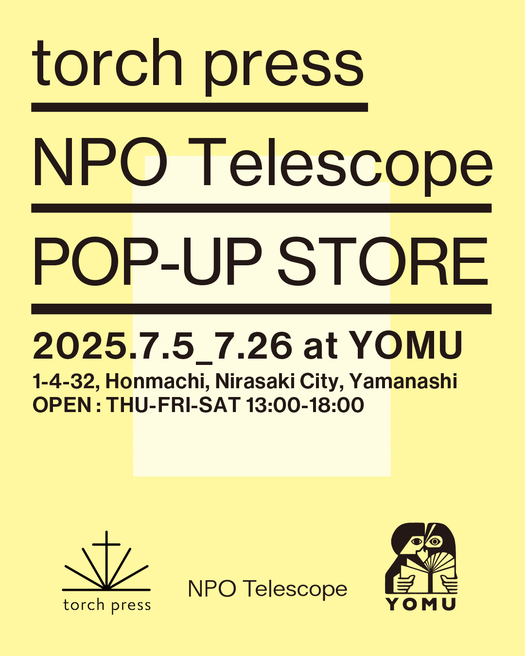 【POP-UP STORE at YOMU　torch press×NPO Telescope