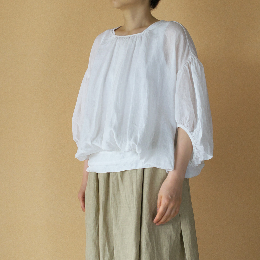 Gauze# ガーゼ　G491 ramie linen baloon blouse ラミーリネンバル