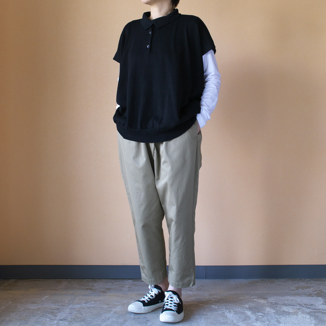 Gauze# ガーゼ　G470 square knit polo pullover スクエアニットポ