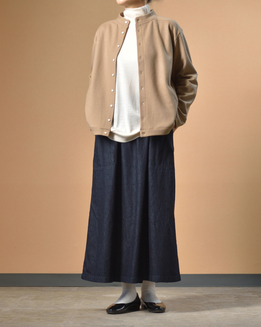 ファブリケアンプラネテール ウールカットメルトンカーディガン