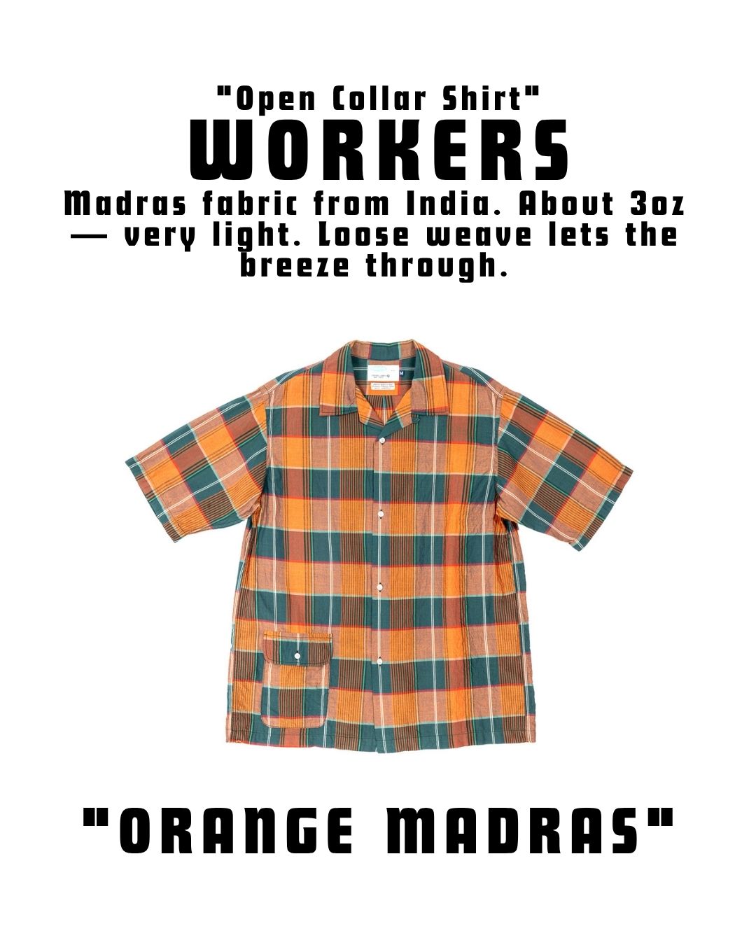 WORKERS "Open Collar Shirt"　
