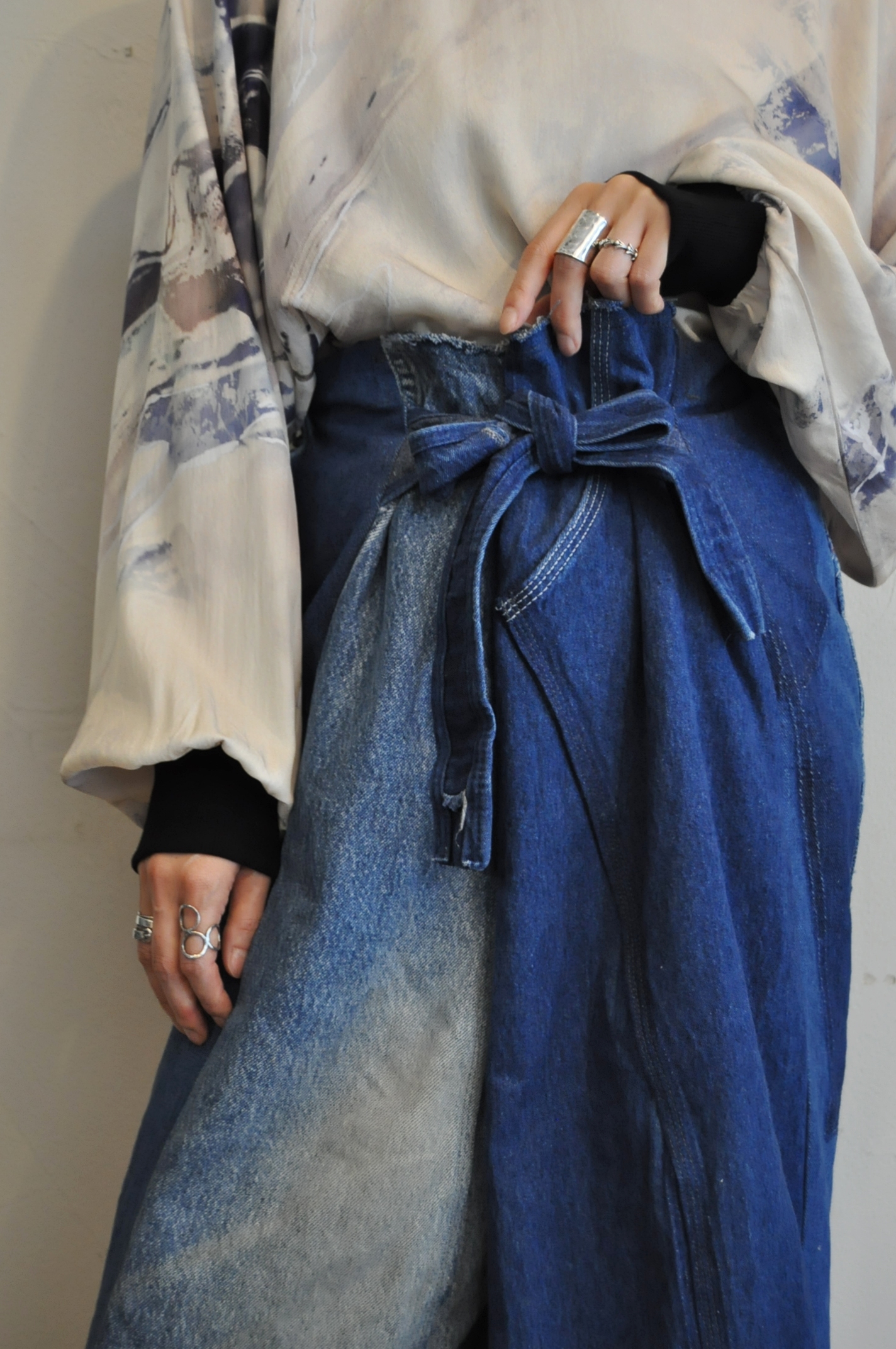 "RehersalL" denim wrap pants ! !