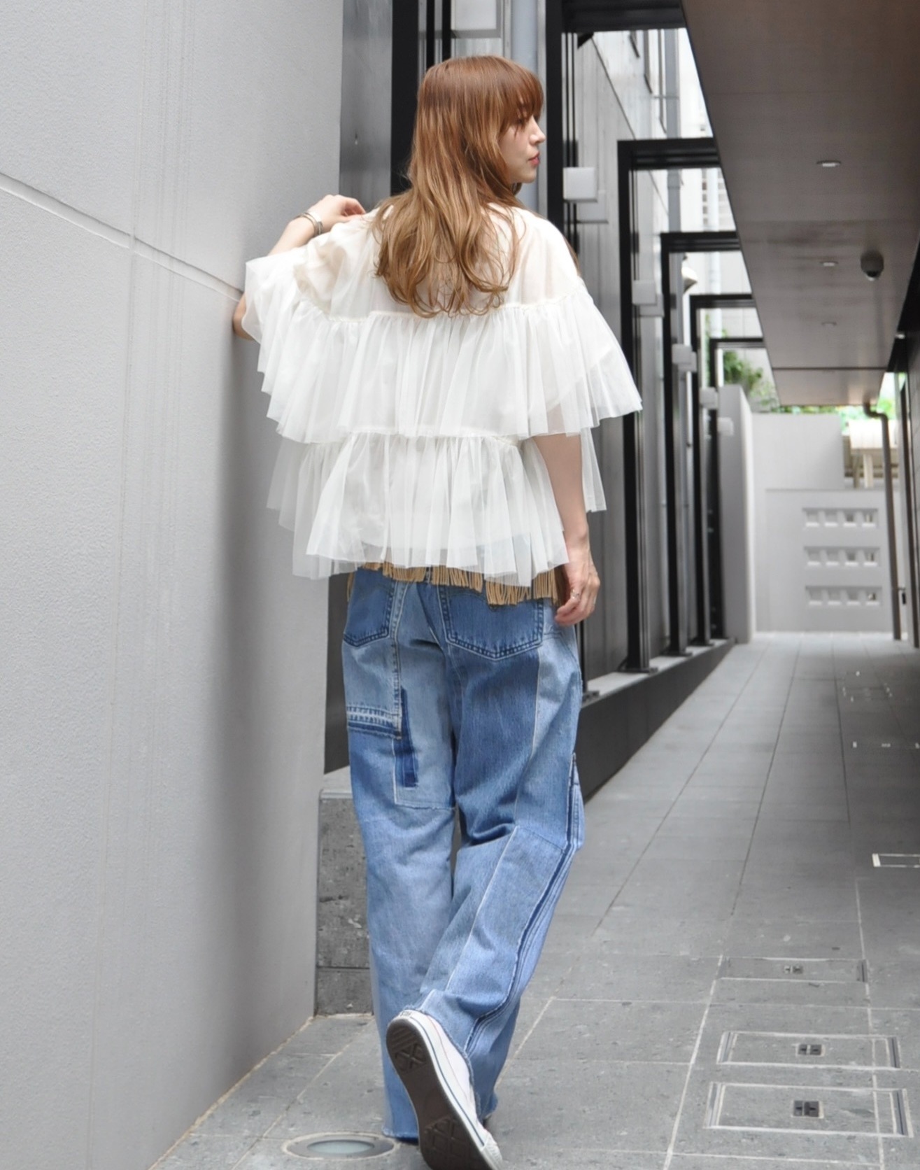 "RehersalL"個性的なパッチワークデニム