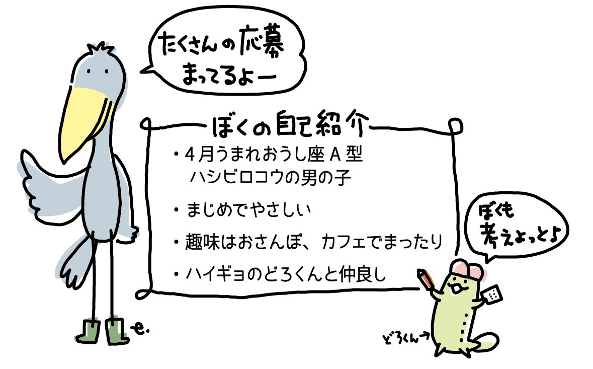 ハシビロコウのキャラクターお名前募集！