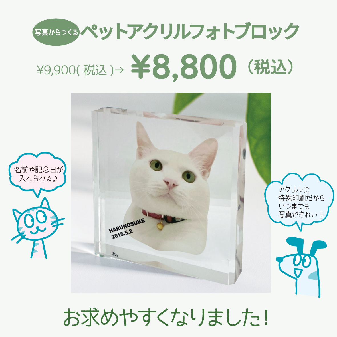 【お値下げ！】ペットアクリルフォトブロック