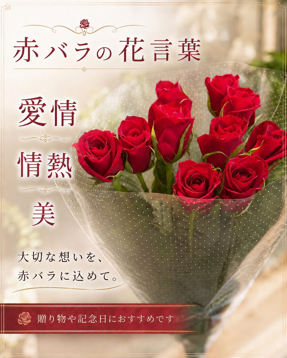 赤バラの花言葉のご紹介（愛情・情熱・美）