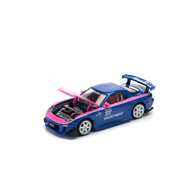 POP RACE 1/64 MAZDA RX7 RE-AMEMIYA BLUE PINK 1/64