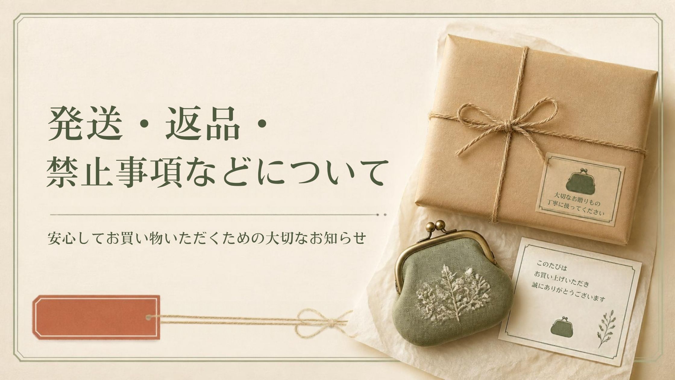 発送・返品・禁止事項などについて