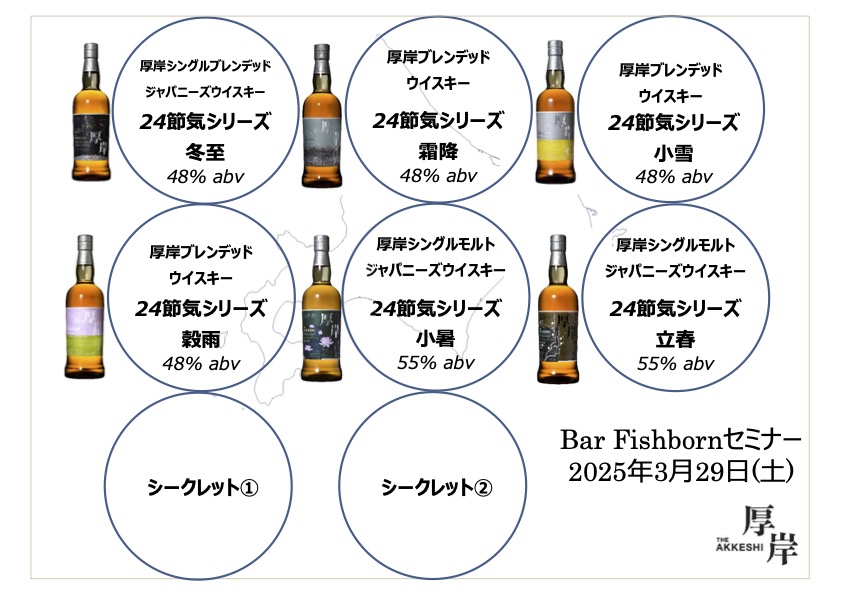 今週の29日（土）は厚岸蒸溜所セミナーです。