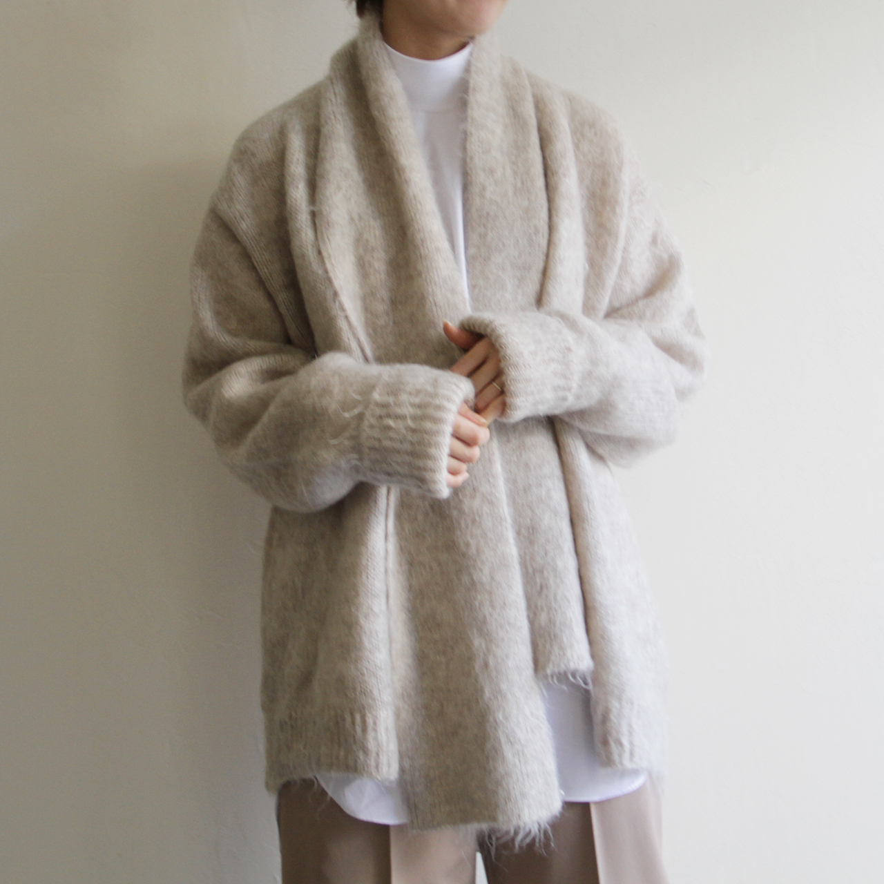 JUN MIKAMI MOHAIR SHAGGY CARDIGAN & STOLE