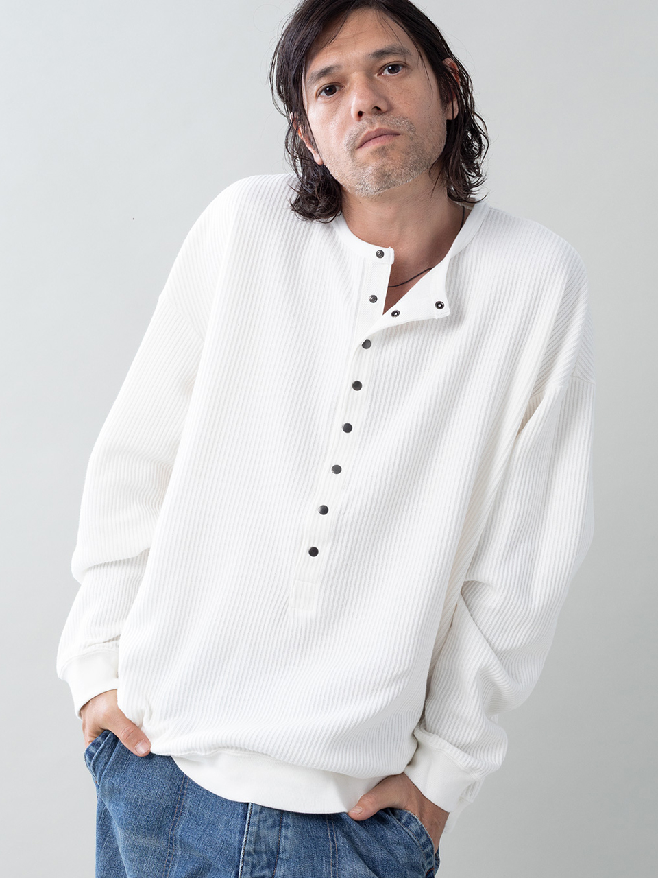 EGO TRIPPING | DEEP FRONT ヘンリーネックロンTEE