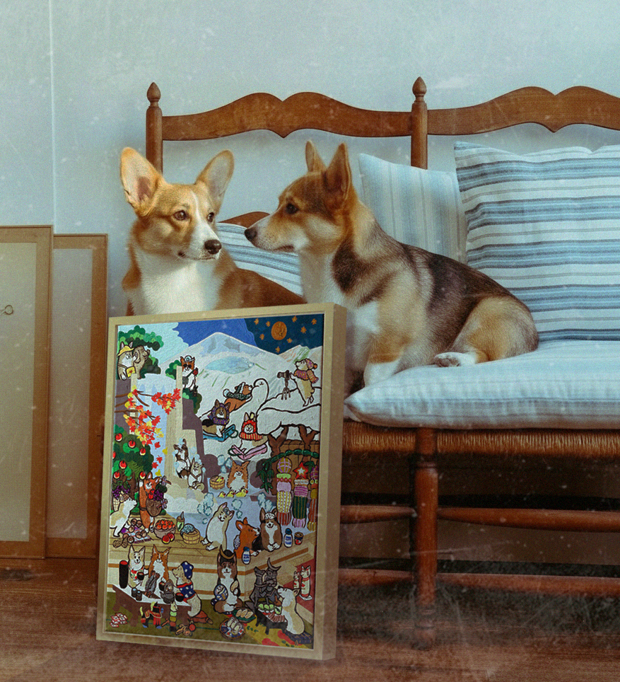 【オーダー絵画】心の風景に溶け込む愛しきペットたち