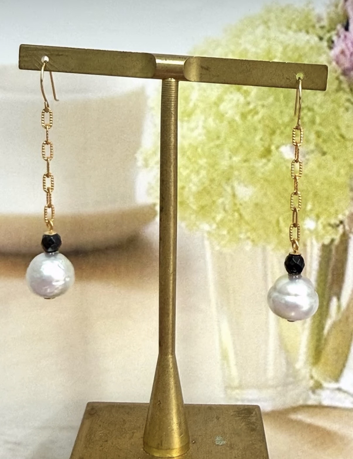 南洋パールのロングピアス＊