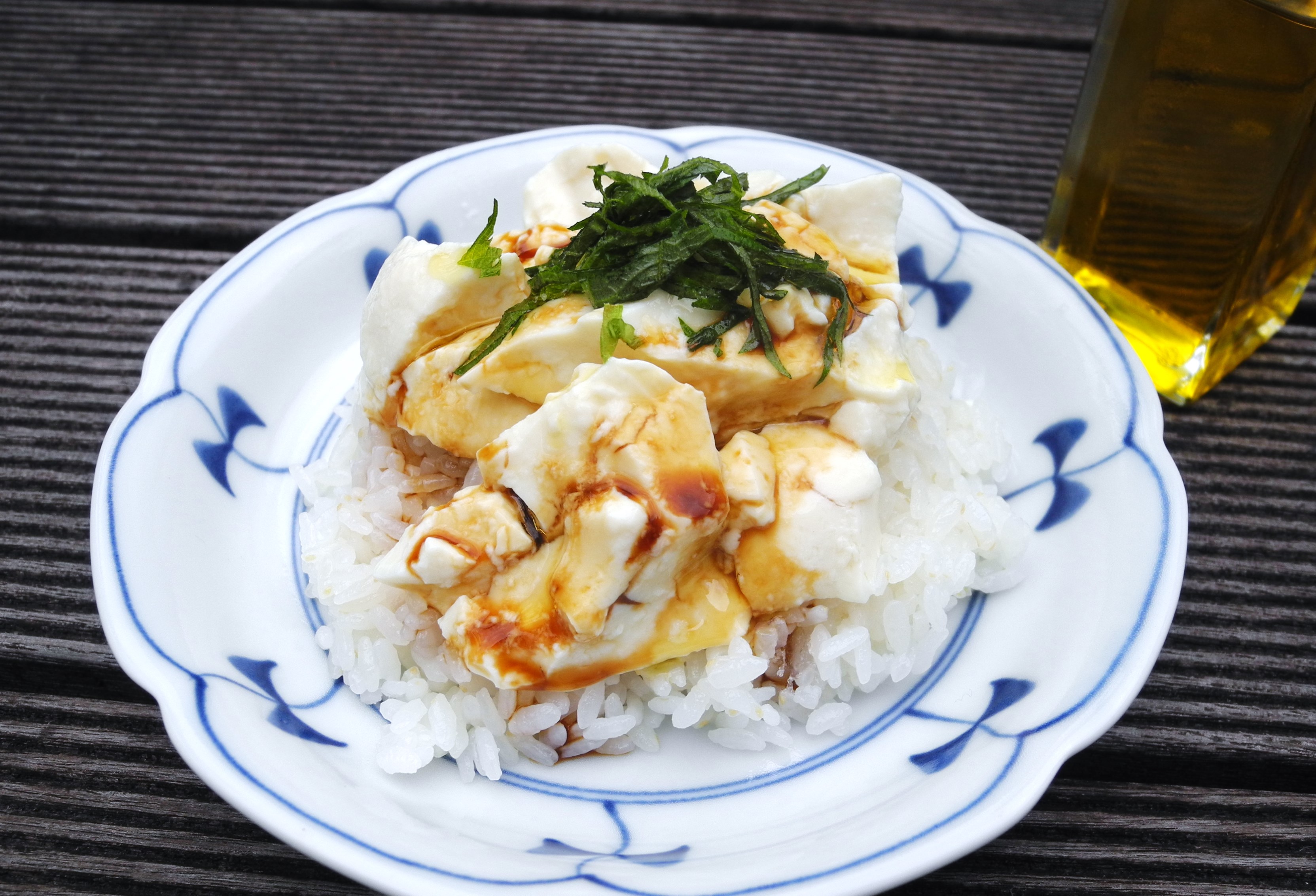 【レシピ】お豆腐丼のオリーブオイルかけ
