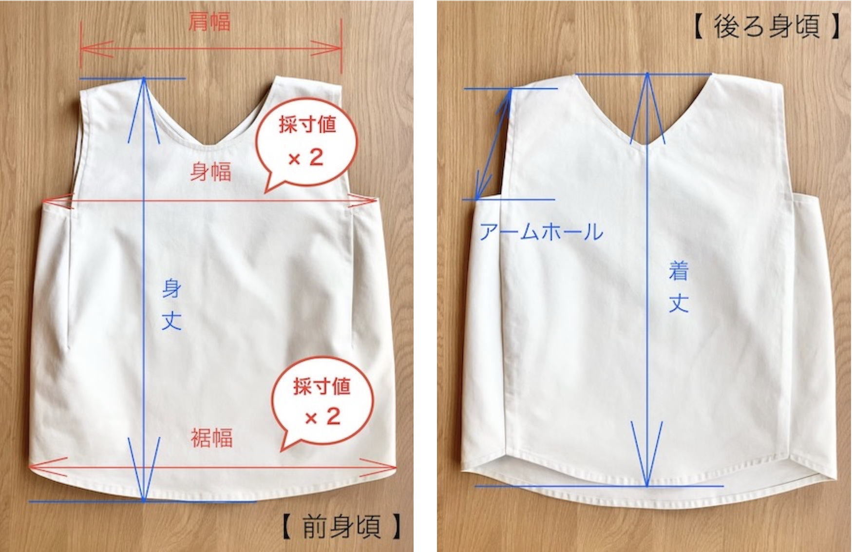 【 tops ～ 採寸方法 】