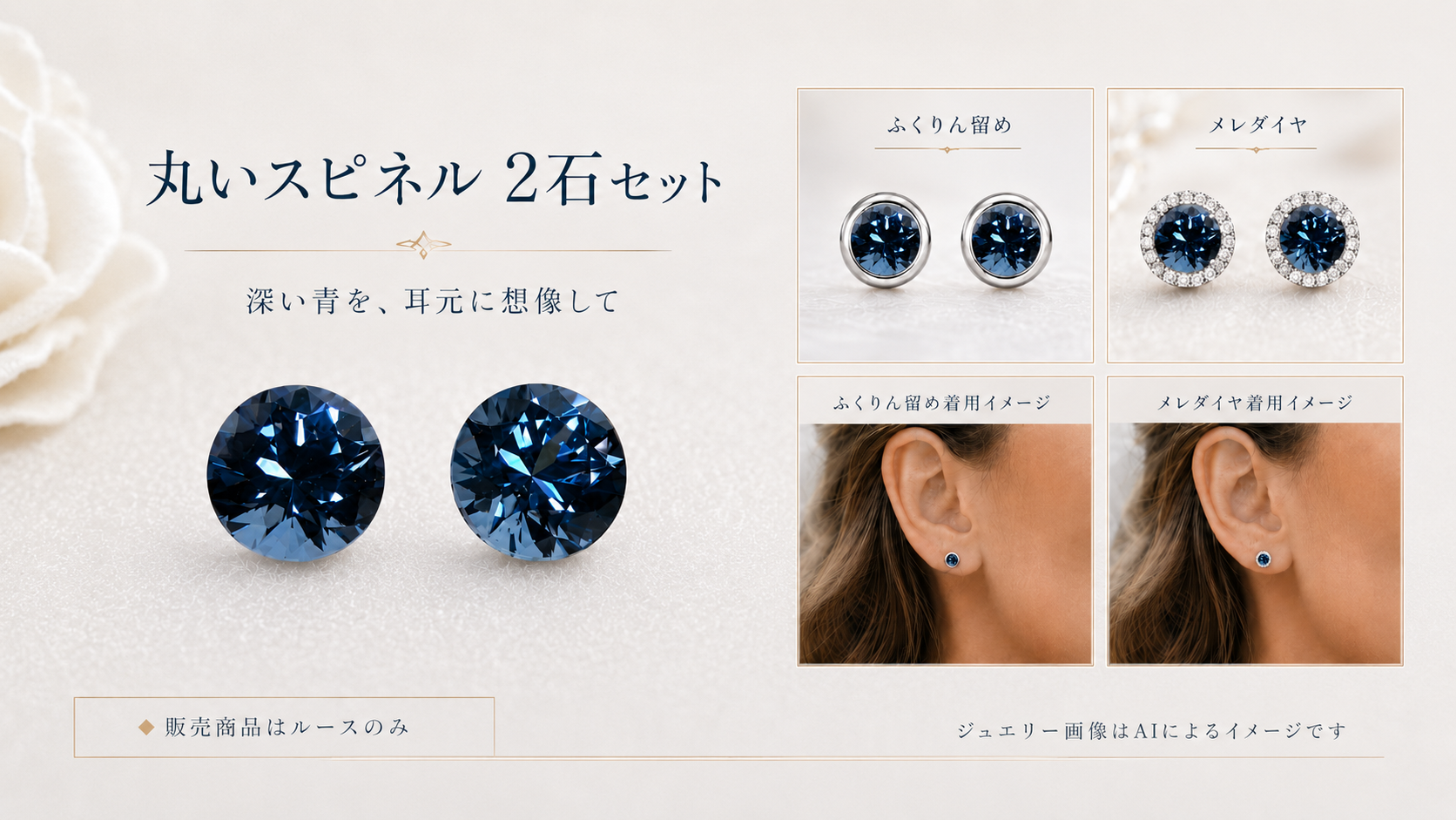 青の輝きを楽しむスピネル|ラウンドカットの2石セットをご紹介