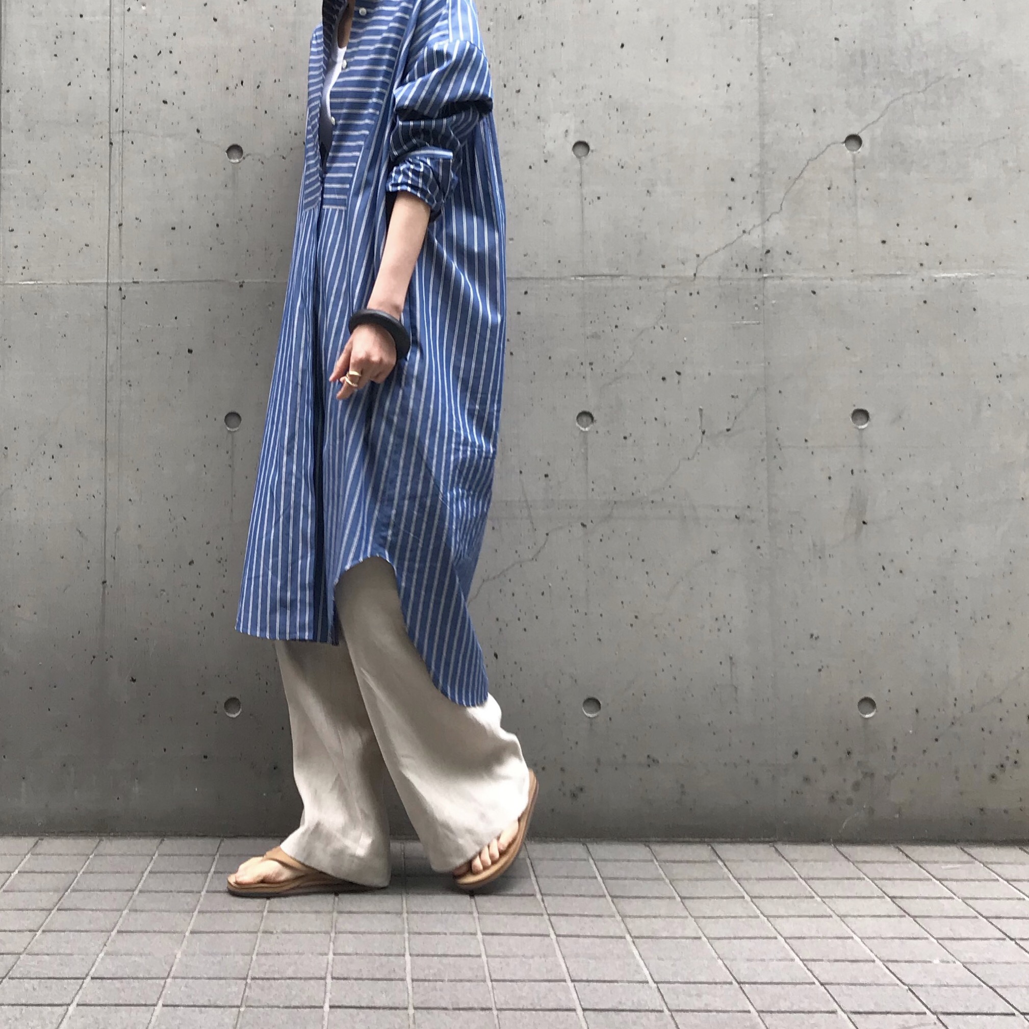 Liyoca ストライプシャツワンピース