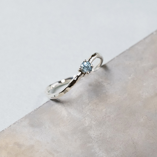 ＜NEW ARRIVAL＞ブルージルコン ラウンド3mm シルバーウェーブプレーンリング 1.5mm