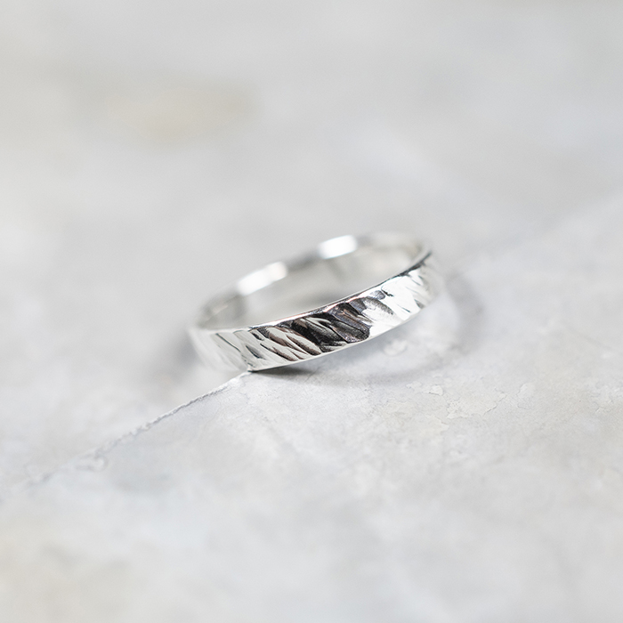 <新作>シルバーフラットリング 3.0mm幅 斜槌目|FA-1178