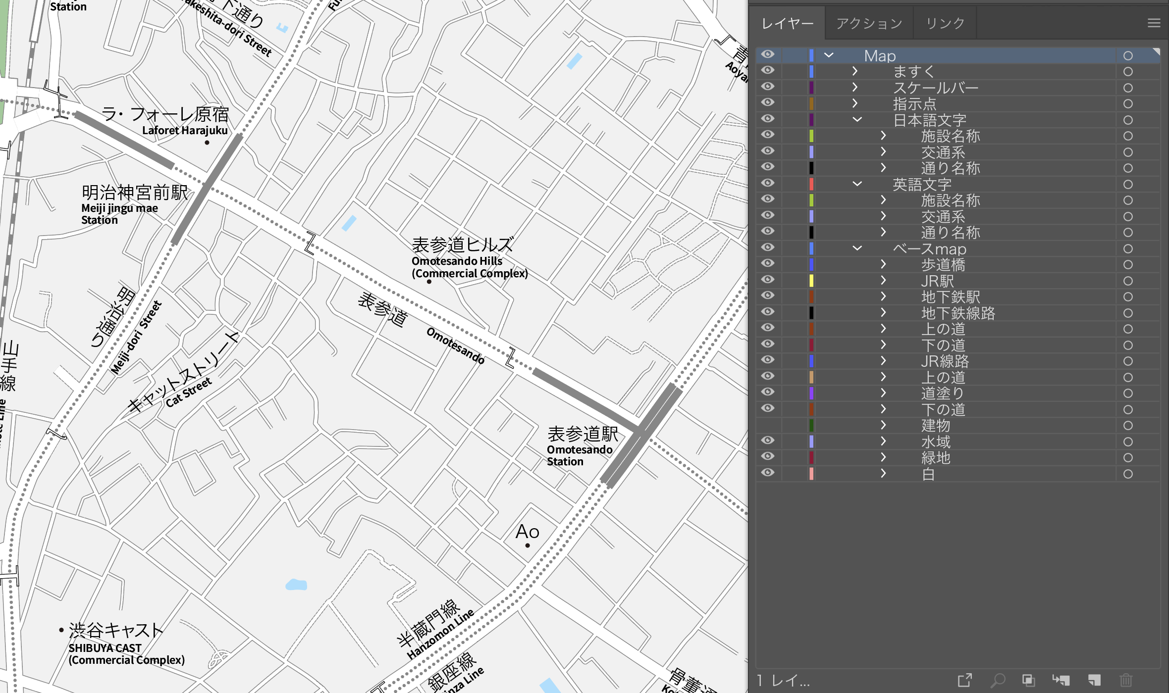 編集 加工しやすい に こだわった地図 東京 原宿 表参道 青山のイラストレーターデータ 地図素材をダウンロードにて販売するお店 今八商店