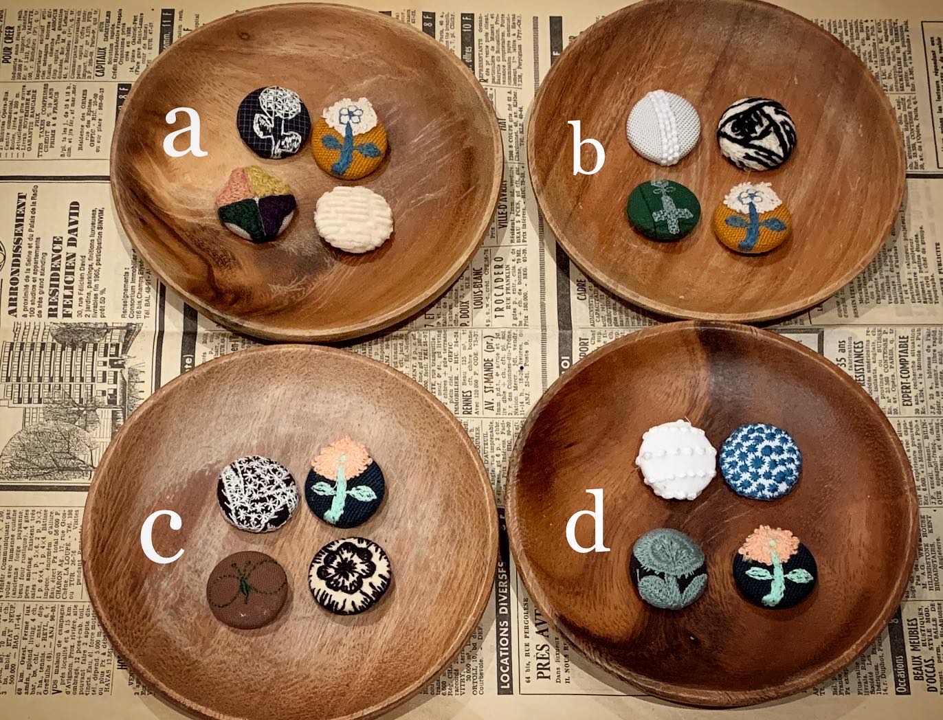 ミナペルホネンのhandmade くるみボタン