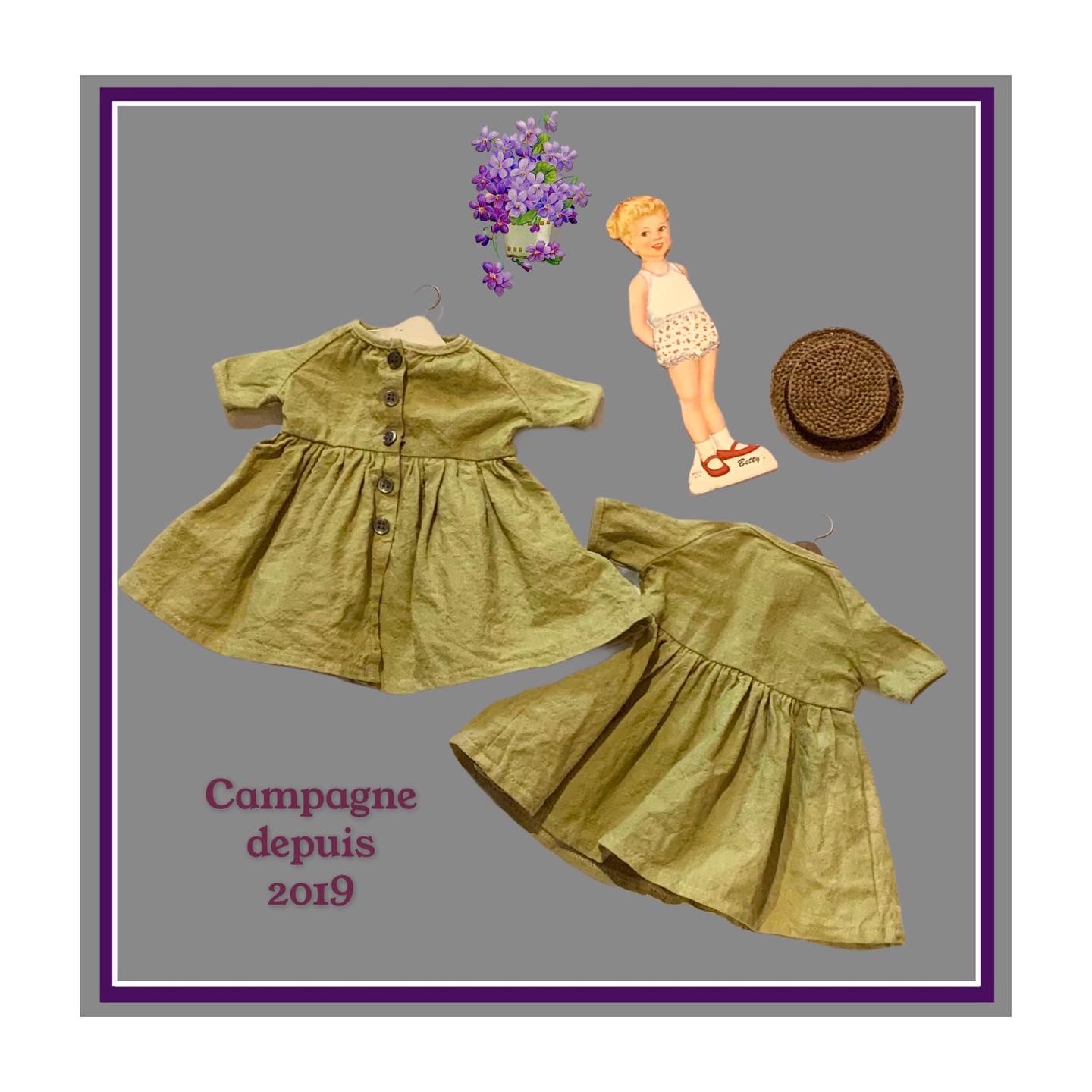 リネンのdoll用 ワンピースコート 染めました。