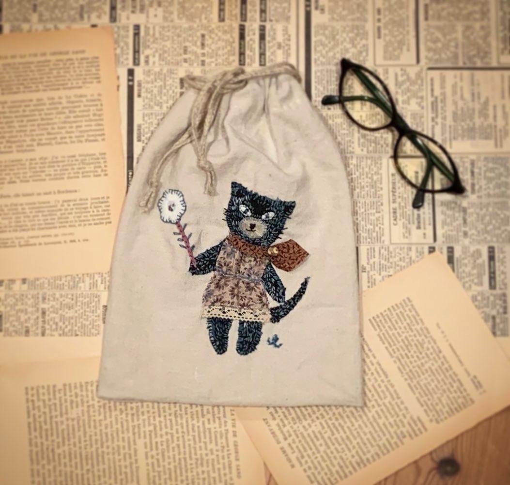 handmade  ネコの巾着