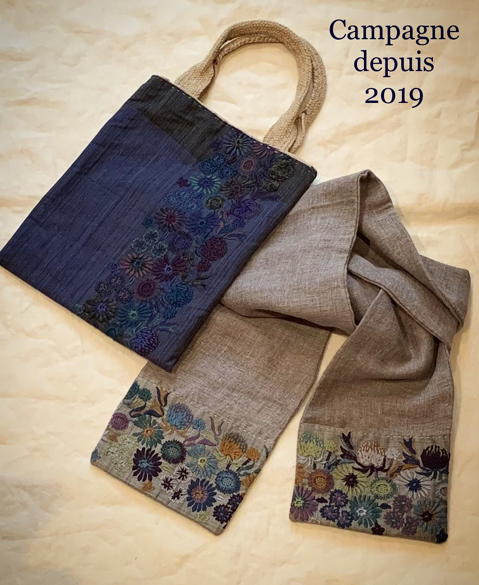 handmade 花園小花のストールとミニトートセット
