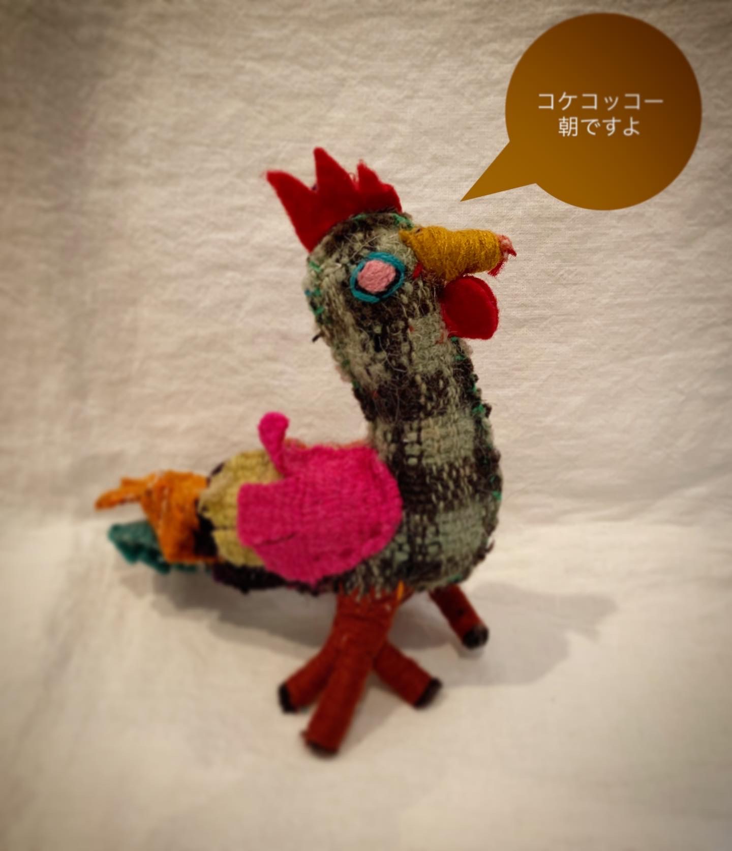 ニワトリの縫いぐるみ/フランス製ボタン🇫🇷