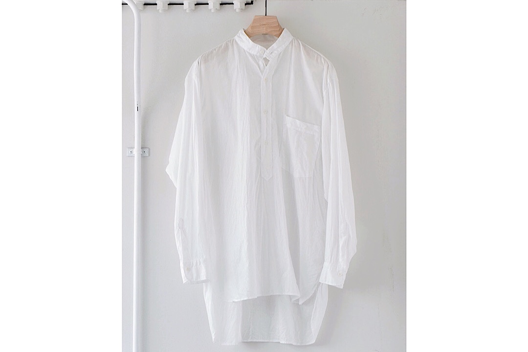 COMOLI / リネンダブルクロスプルオーバーシャツ