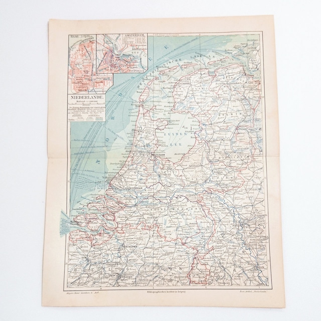 オランダ アンティークマップ 古地図 ヴィンテージペーパ 図版 マイヤー百科事典