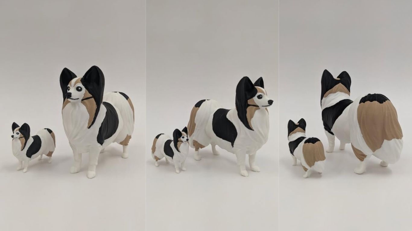 【制作事例】パピヨンのオーダーメイドペットフィギュア｜3Dプリント制作
