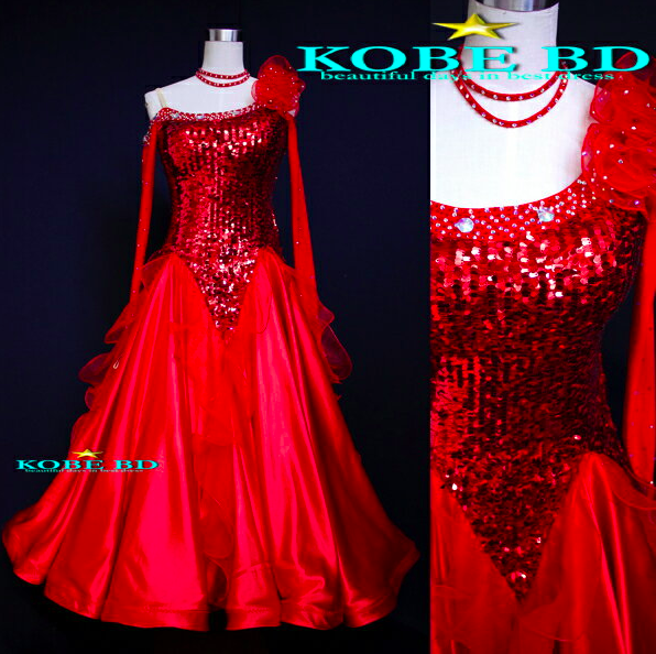 タンゴドレスをお探しのダンサー様に！スパンコールボディの真紅ドレスはいかがでしょうか？