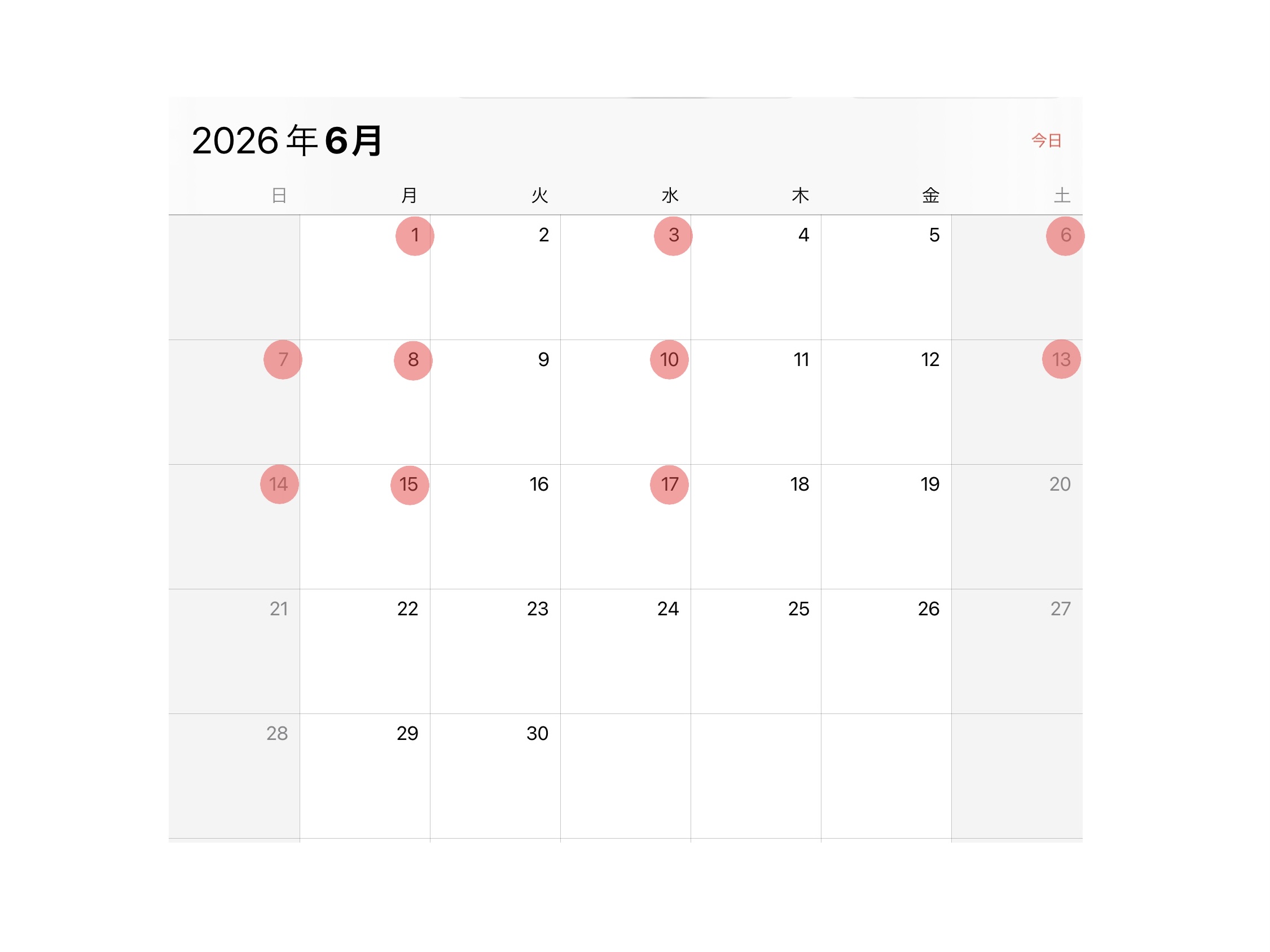6月の予定